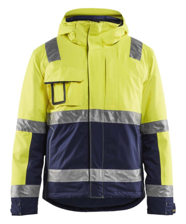 Highvis talvitakki Huomio keltainen/Mariininsininen, Blåkläder