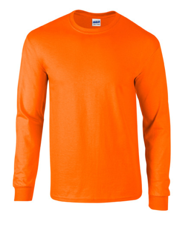 Gildan Ultra Cotton pitkähihainen työpaita safety orange värissä