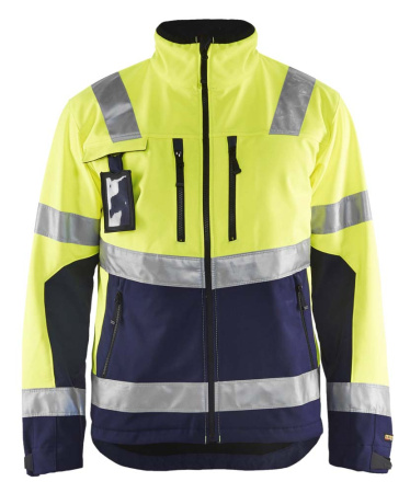 Highvis softshelltakki Huomio keltainen/Mariininsininen, Blåkläder