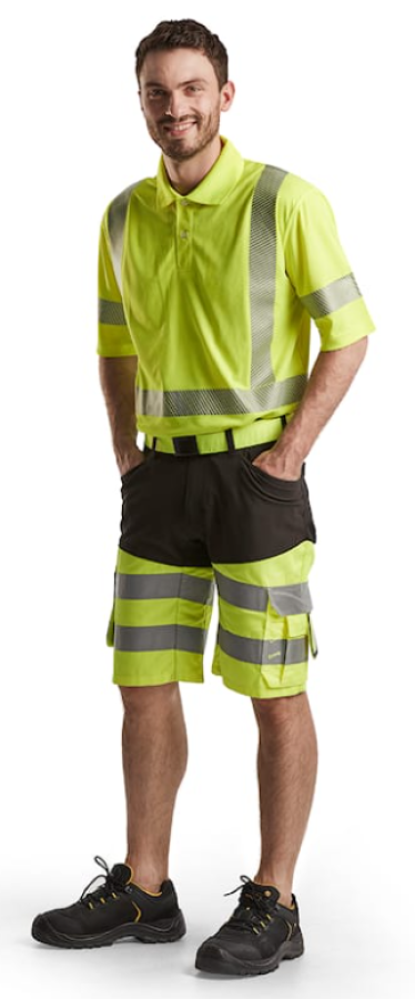 Highvis stretch shortsit Musta/Huomio keltainen, Blåkläder 154118119933