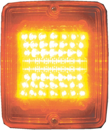 IZELED  LED-VILKKUVALO, ORANSSI LASI.  24V 130X110X45  /6/ 800111