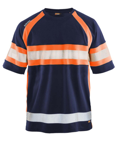 Highvis t-paita Mariininsininen/Huomio oranssi, Blåkläder