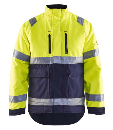 Highvis talvitakki Huomio keltainen/Mariininsininen, Blåkläder