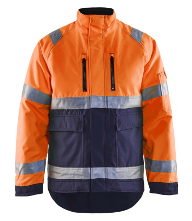 Highvis talvitakki Huomio oranssi/Mariininsininen, Blåkläder