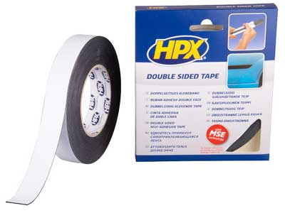 KAKSIPUOLEINEN VAAHTOTEIPPI MUSTA HPX 25MMX10M