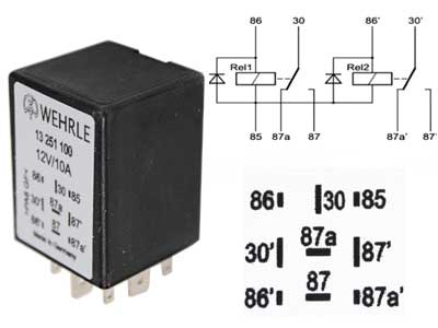 KAKSOISVAIHTORELE DIODILLA 12V 2X10A