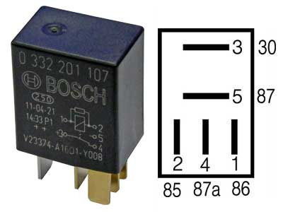 MIKRORELE BOSCH 12V 10/30A, VASTUS, 5-NAP