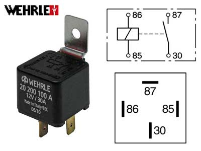RELE WEHRLE 12V 30A 4-NAP., PITIMELLÄ