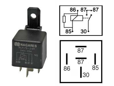 RELE 24V 22A 5-N. 2X87, VASTUS, PITIMELLÄ