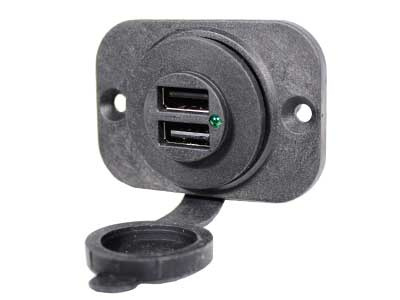 USB-RASIA  12/24V --> 2,1A/5V 2-PORTTIA