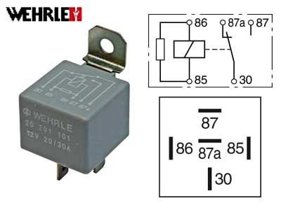 RELE 12V 20/30A 5-N. VASTUKSELLA