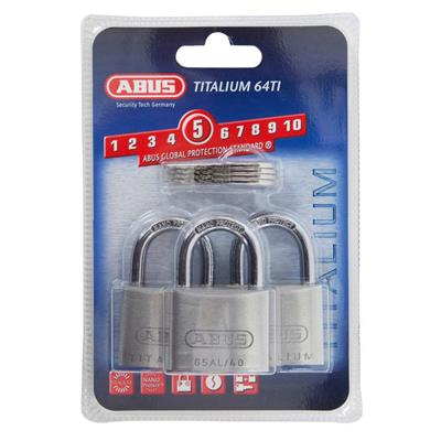 ABUS riippulukko 64TI/40, Titalium, triplapakkaus