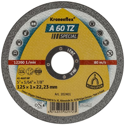 KATKAISULAIKKA 125X1,0X22,2MM A60TZ SPECIAL 10KPL