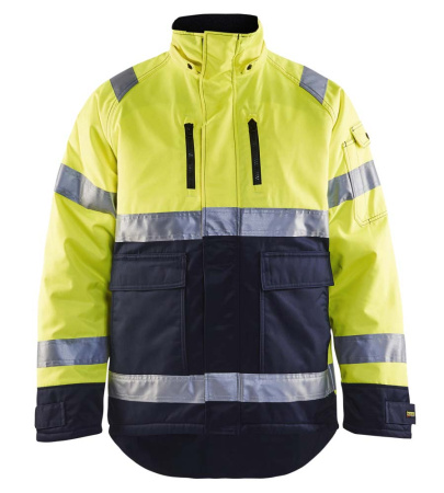 Highvis talvitakki Huomio keltainen/Mariininsininen, Blåkläder