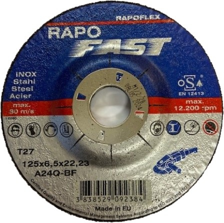 RAPO FAST Hiomalaikka T27-125x6,5x22 A24 Q-BF Inox, PFERD