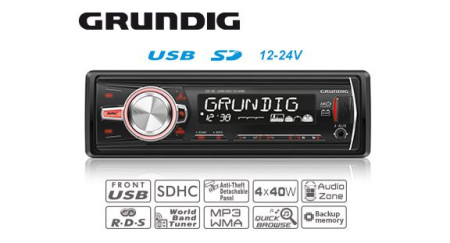 GRUNDIG GX-30 12-24V AUTOSOITIN MUISTILLA, USB 2DB9004-GX3024