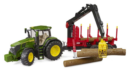 John Deere 7R 350 ja puutavaraperävaunu