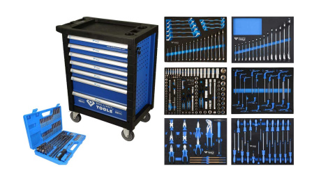 BRILLIANT TOOLS TYÖKALUVAUNU, 7-VETOLAATIKKOA JA 473-TYÖKALUA