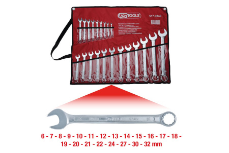 KS TOOLS LENKKIKIINTOAVAINSARJA, TAIVUTETTU, 6-32MM, 21-OS.