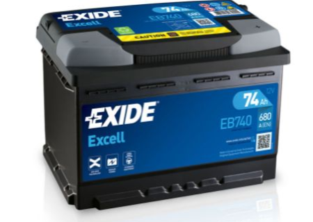 EB740 EXIDE EXCELL 74AH 278X175X190 -/+ 680A 1815-EB740