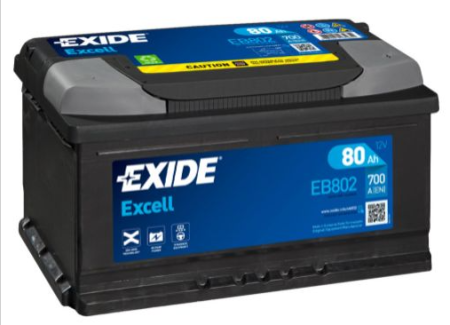 EB802 EXIDE EXCELL 80AH 315X175X175 -/+ 700A 1815-EB802