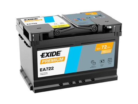 EA722 EXIDE PREMIUM 72AH 278X175X175 -/+ 720A 1815-EA722