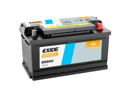 EB800 EXIDE EXCELL 80AH 315X175X190 -/+ 640A 1815-EB800