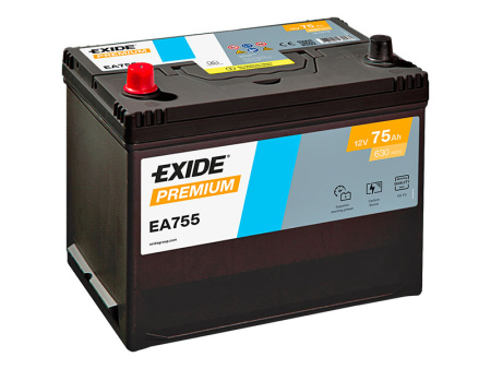 EA755 EXIDE PREMIUM 75AH 270X173X222 +/- 630A