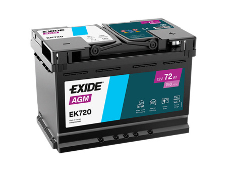 EXIDE AGM 72AH 278X175X190 -/+ 760A