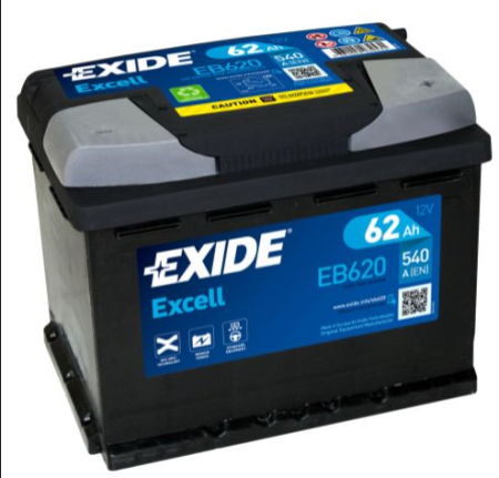 EB620 EXIDE EXCELL 62AH 242X175X190 -/+ 540A 1815-EB620