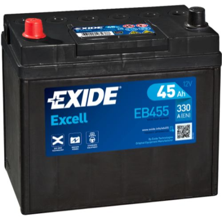 EB455 EXIDE EXCELL 45AH 237X127X227 +/- 330A 1815-EB455
