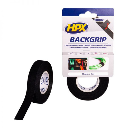 HPX BACKGRIP 1840 KIINNITYSNAUH MUSTA 16MMX5M(ME4)