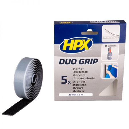 HPX DUO GRIP 1830 KIINNITYSNAUH MUSTA 25MMx2M(ME4)