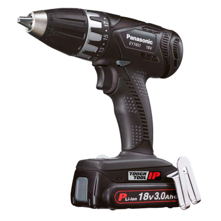 PANASONIC Porakone 18V EY7451PN2S, sarja 2x 3.0Ah
