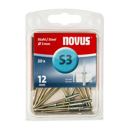 NOVUS Teräsniitti S3x12mm 20kpl