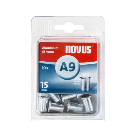 NOVUS Teräs-niittimutteri S9xM6 10kpl