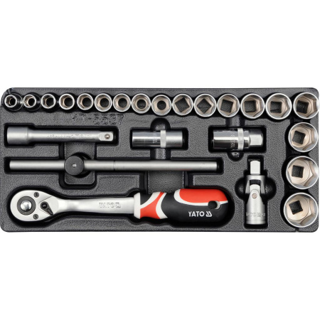 YATO Hylsysarja 1/2" 10-32mm, 24-os,työkaluvaunuun