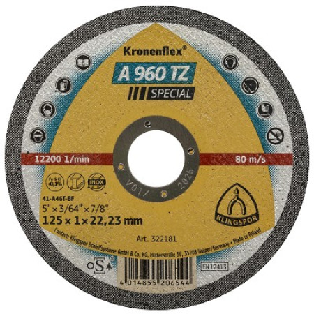 KATKAISULAIKKA 125X1,0X22,23 25KPL A960 TZ KF1012525