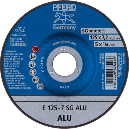Hiomalaikka E 125x7x22 SG ALU, PFERD