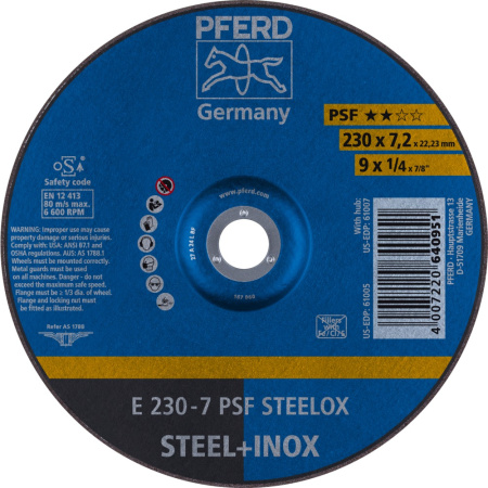 Hiomalaikka E 230x7x22 PSF STEELOX, PFERD