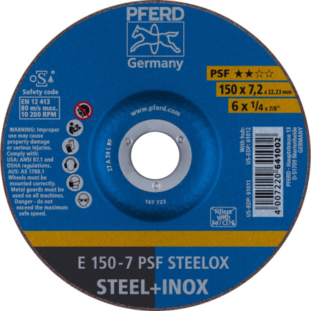 Hiomalaikka E 150x7x22 PSF STEELOX, PFERD