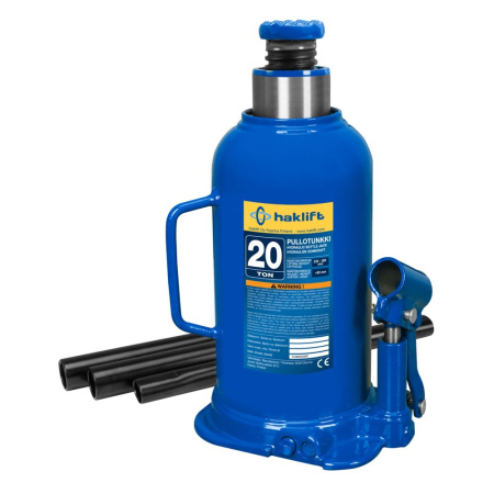 Pullotunkki 20,0 t, Pienin korkeus 242 mm, Nostokorkeus 150 mm + säätökorkeus 60 mm, Maalattu, sinin