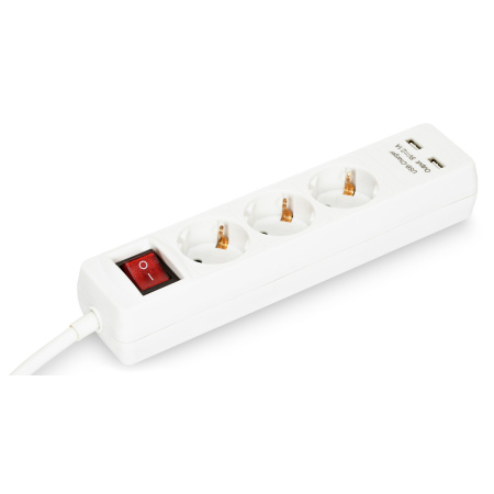 JATKOJOHTO 3-OS/USB 3M VALKOINEN KYTKIMELLÄ