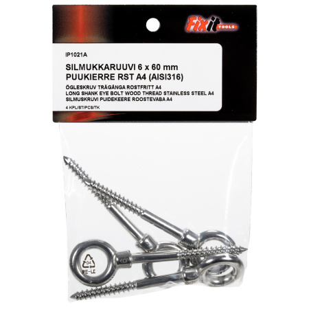 SILMUKKARUUVI PUUKIERTEELLÄ 6X60MM A4 4KPL