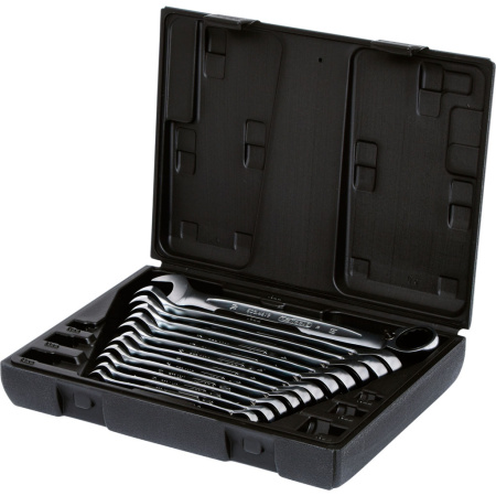 KS TOOLS 8-19, RÄIKKÄLENKKI- JA KIINTOAVAINSARJA, SUUNNANVAIHTO,