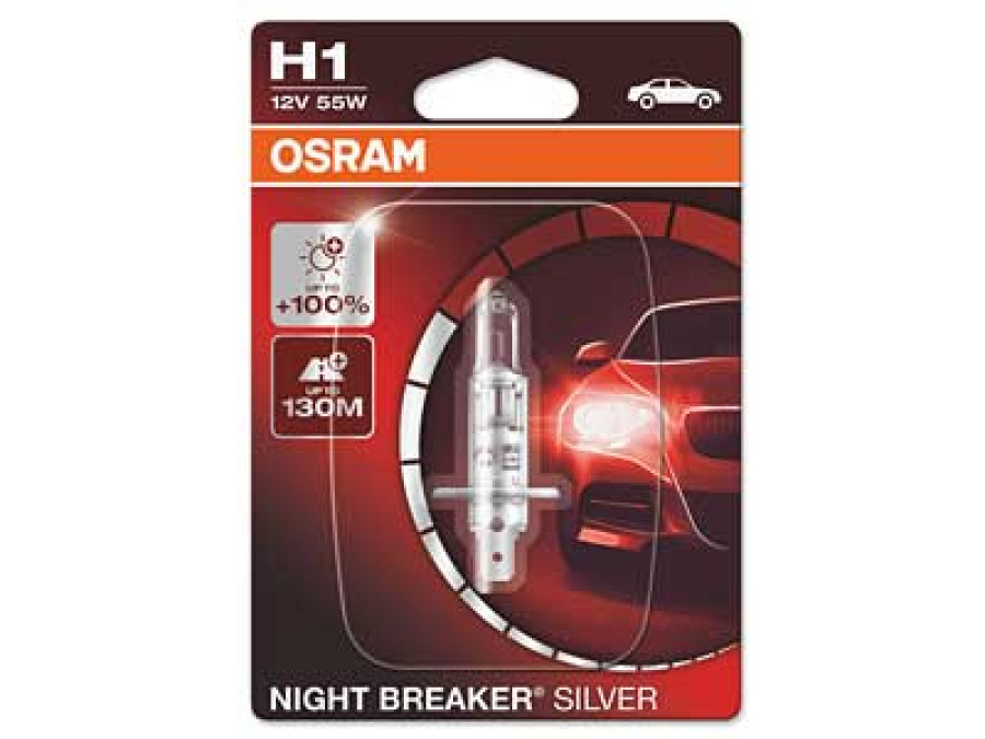 OSRAM NIGHT BREAKER 12V H1 SILVER SINGLE BLISTER 10-64150NBS-01B