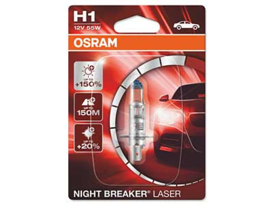 OSRAM NIGHT BREAKER LASER 12V H1 SINGLE BLISTER 10-64150NL-01B