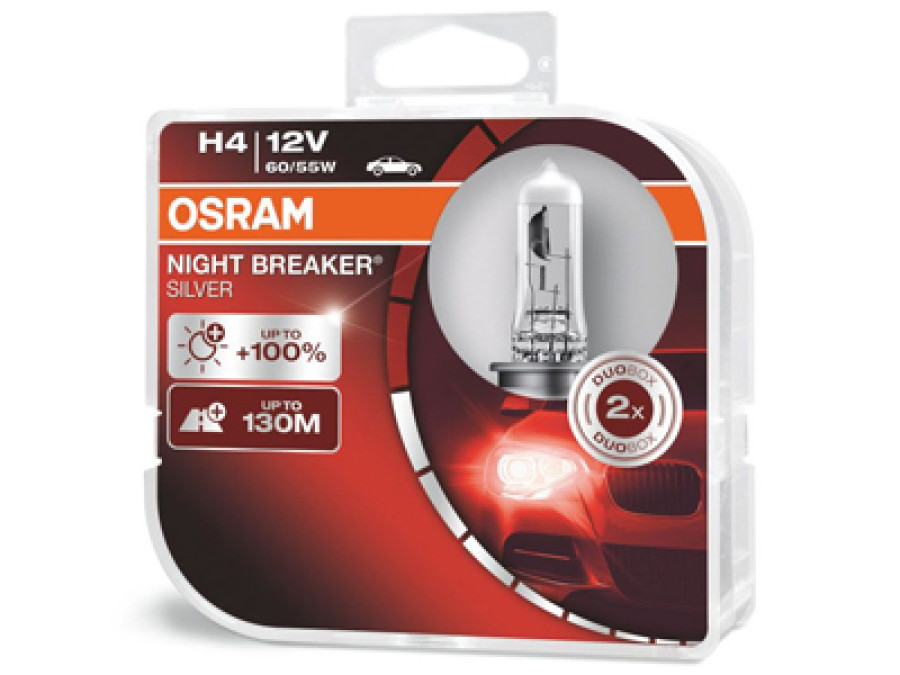 OSRAM NIGHT BREAKER 12V H4 SILVER DUO BOX 10-64193NBS-HCB