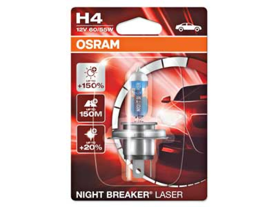OSRAM NIGHT BREAKER LASER 12V H4 SINGLE BLISTER 10-64193NL-01B