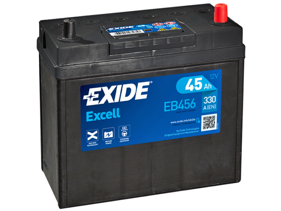 EB456 EXIDE EXCELL 45AH 237X127X227 -/+ 330A 1815-EB456
